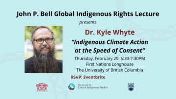 John P. Bell Global Indigenous Rights Lecture 2024 – Dr. Kyle Whyte: Indigenous Climate Action at the Speed of Consent
